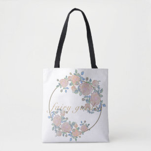Tote Bag Jardin de fées élégant motif de fleurs roses ferss