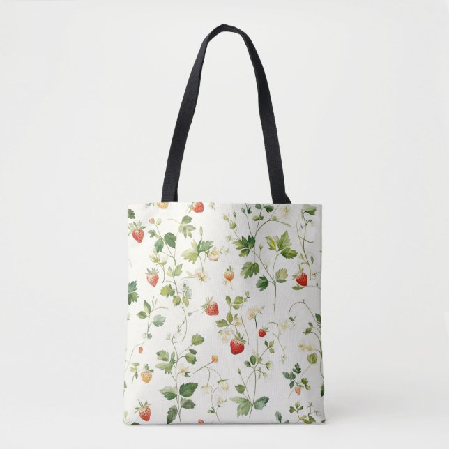 Tote Bag Jardin de feuilles de fraises (Devant)