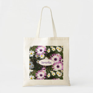 Tote Bag Jardin de Fleur de Faisy Blanc Violet Nom personna
