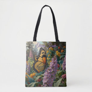 Tote Bag Jardin de fleurs sauvages pastel élégant avec papi