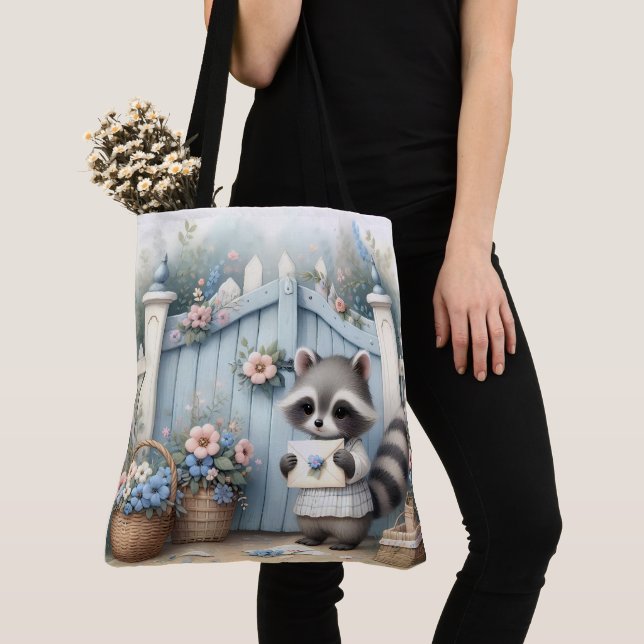Tote Bag Jardin de lettres du raton laveur pastel (De près)