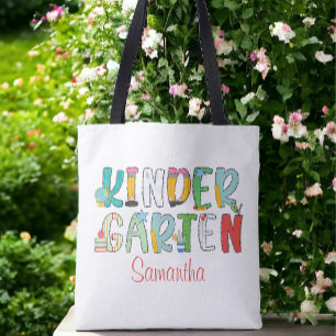 Tote Bag jardin d'enfants Retour à l'école Script personnal