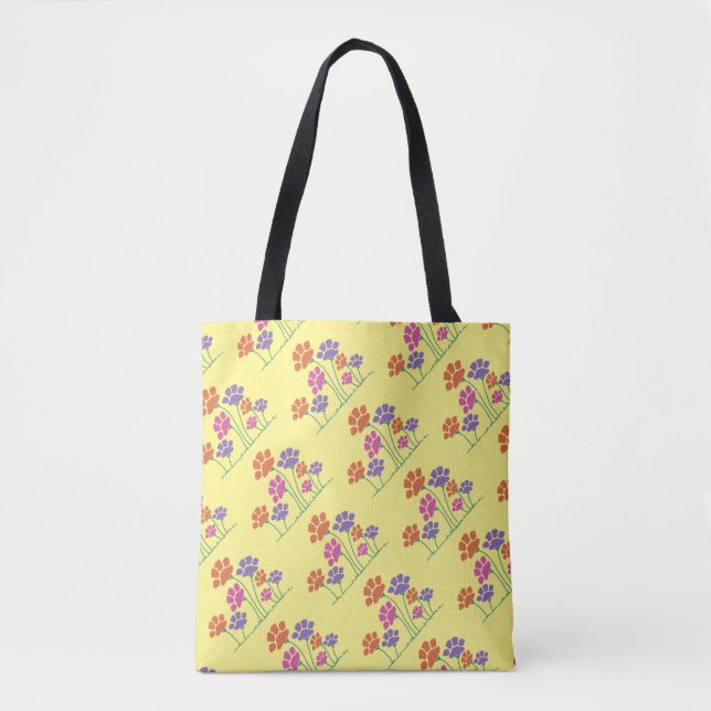 Tote Bag Jardin des fleurs Pawprint (Devant)