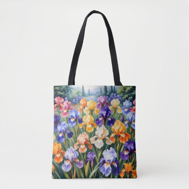 Tote Bag Jardin en iris coloré (Devant)