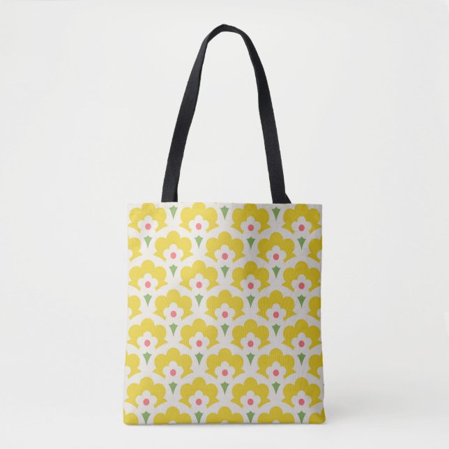 Tote Bag Jardin Fleur Jaune Retro Motif (Devant)