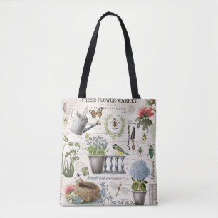 Tote Bag Jardin fleuri Vintage