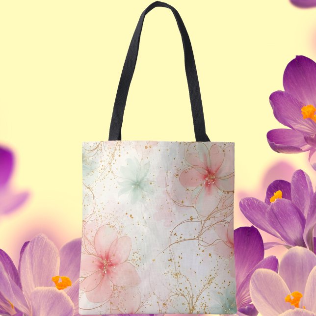 Tote Bag Jardin floral d'aquarelle printanière (Créateur téléchargé)