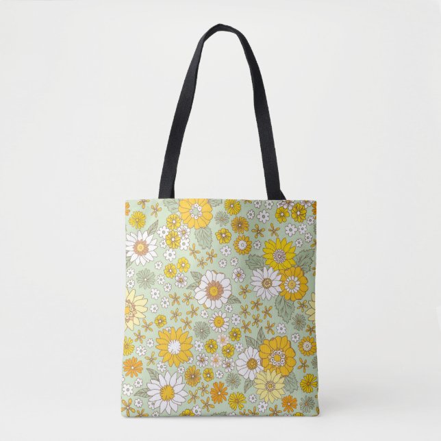 Tote Bag Jardin Floral Jaune Motif (Devant)