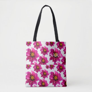 Tote Bag Jardin Floral Rose Nom Personnalisé Imprimé Partou