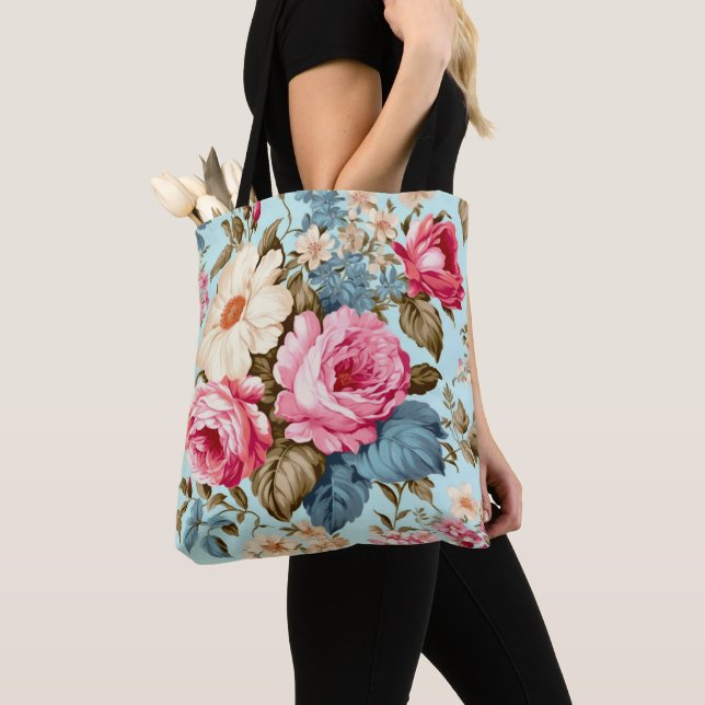 Tote Bag Jardin Floral rose vintage (De près)