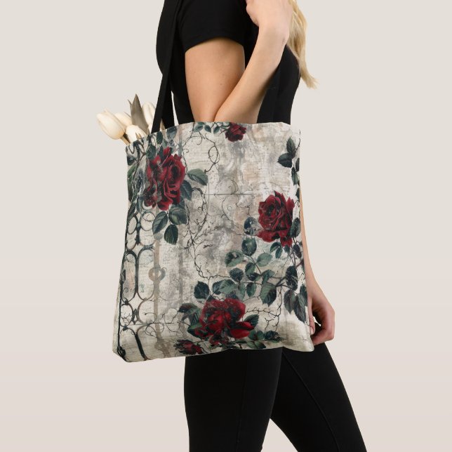 Tote Bag Jardin gothique victorien Rose Motif (De près)