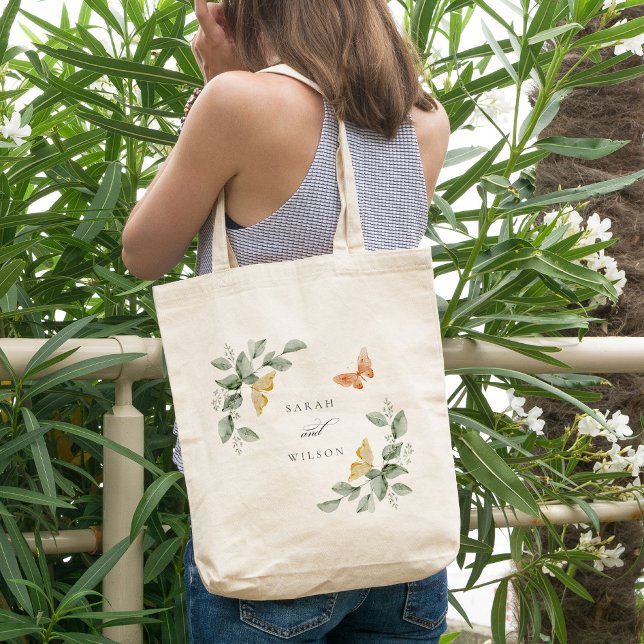 Tote Bag Jardin Jaune mignon Papillons Mariage (Créateur téléchargé)