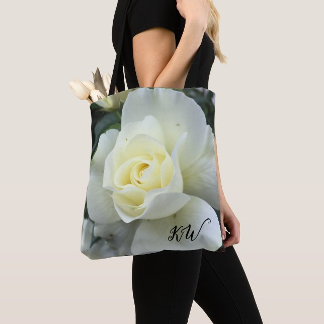 Tote Bag Jardin photo blanc rose (De près)