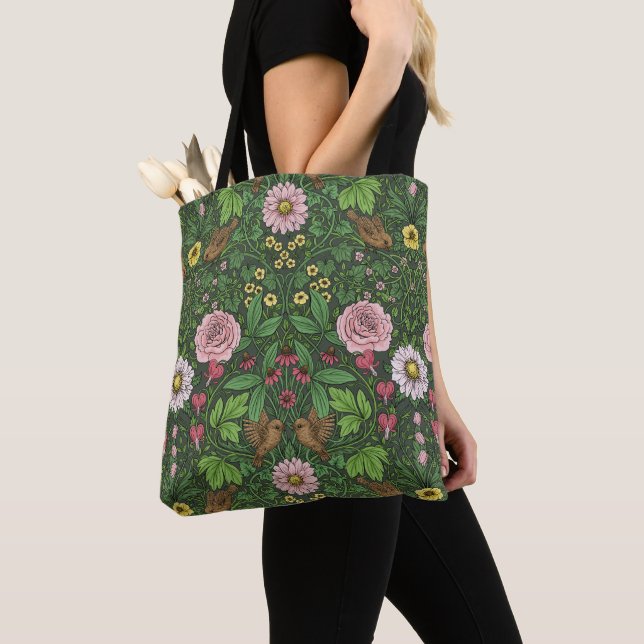 Tote Bag Jardin sauvage en vert (De près)