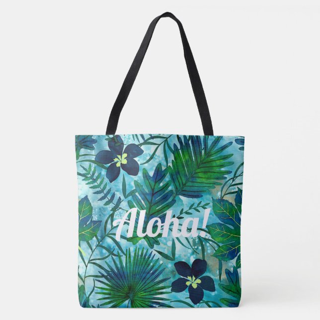 Tote Bag Jardin tropical hawaïen Teal de Nalani (Devant)