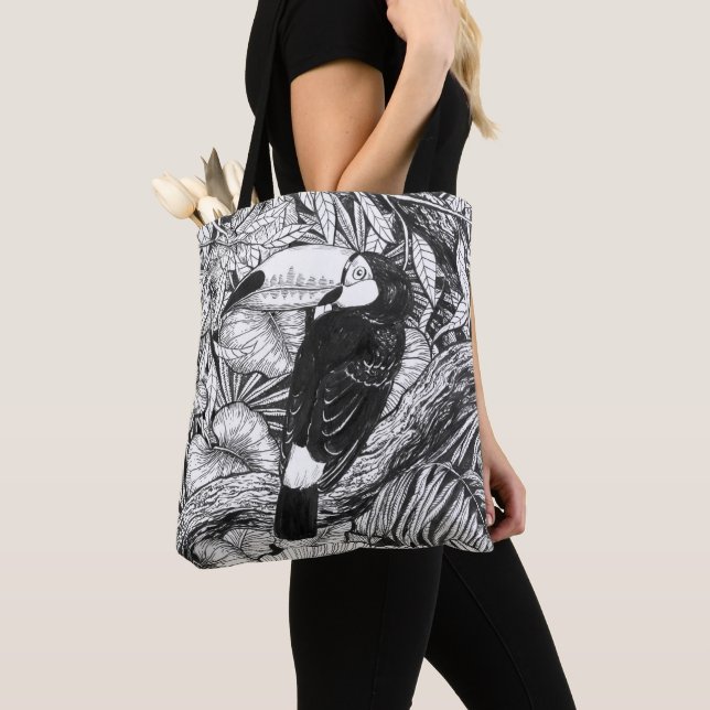 Tote Bag Jardin tropical toucan (De près)
