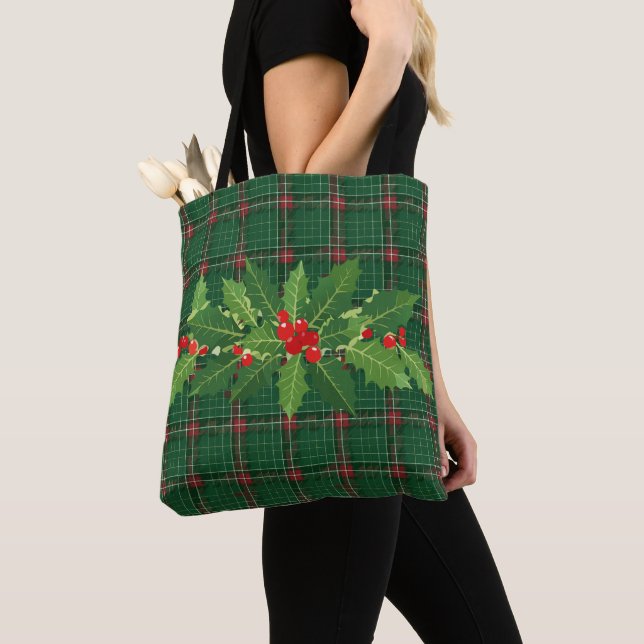 Tote Bag Jardin vert de Noël avec couronne (De près)