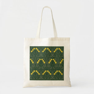 Tote Bag Jaune Art Nouveau Jonquilles et Tiges Vertes