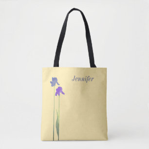 Tote Bag Jaune Beurre avec Iris Violet et Bleu