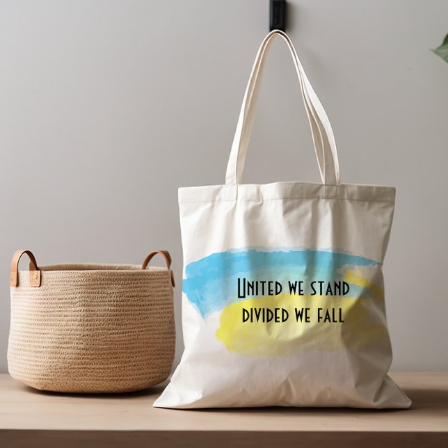 Tote Bag Jaune bleu drapeau ukrainien unis nous tenons une  (Créateur téléchargé)