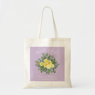 Tote Bag Jaune clair et Lilac Purple Rose Floral Mariage