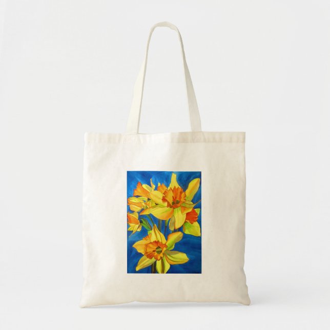 Tote Bag Jaune Daffodique narcisse fleurs aquarelle art (Devant)