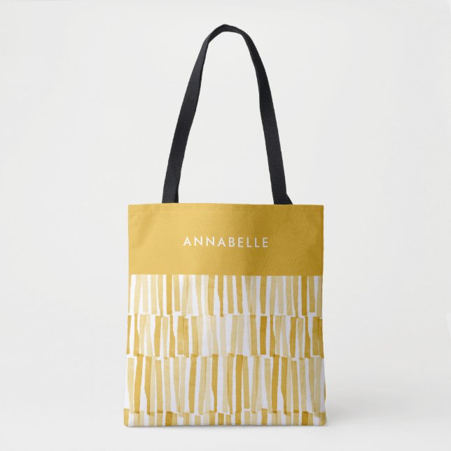 Tote Bag Jaune moderne abstrait motif cadeau personnalisé à (Devant)