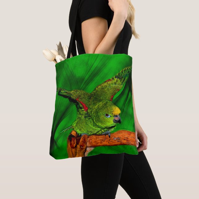 Tote Bag Jaune Napa Amazon Perrot Art animal (De près)