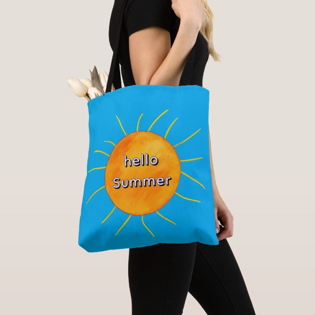 Tote Bag Jaune Orange Soleil Bonjour Été (De près)