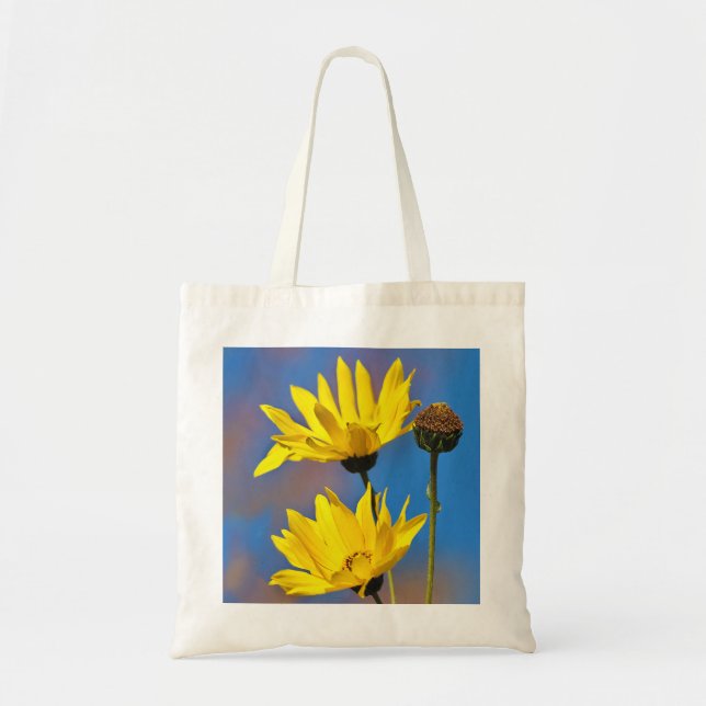 Tote Bag Jaune sur bleu (Devant)