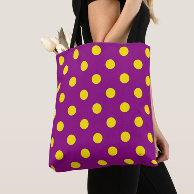 Tote Bag Jaune sur violet Pois design Motif (Créateur téléchargé)