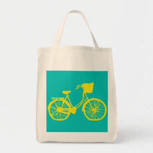 Tote Bag Jaune vintage/Teal de Fourre-tout de bicyclette