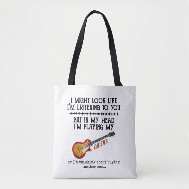 Tote Bag J'aurais l'air de t'écouter, mais dans mon Lui (Devant)