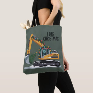 Tote Bag Je creuse Noël Excavatrice Santa Boy Drôle Enfants