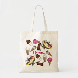Tote Bag Je crie pour la crème glacée Fourre-tout Cone Sund