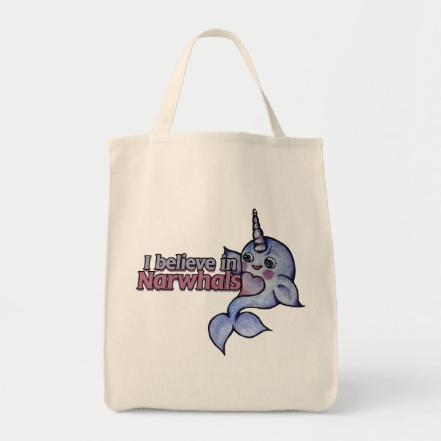 Tote Bag Je crois aux narvals (Devant)