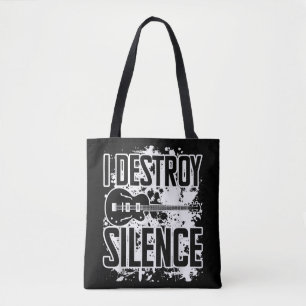 Tote Bag Je détruit Silence Bass Player Funny Guitare Musiq