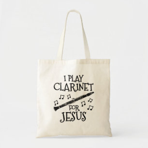 Tote Bag Je Joue Clarinet Pour Jésus, Musicien Chrétien