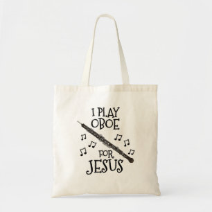 Tote Bag Je Joue Oboe Pour Jésus, Musicien Oboiste Chrétien