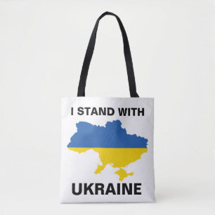 Tote Bag Je me tiens avec l'Ukraine drapeau ukrainien et ca