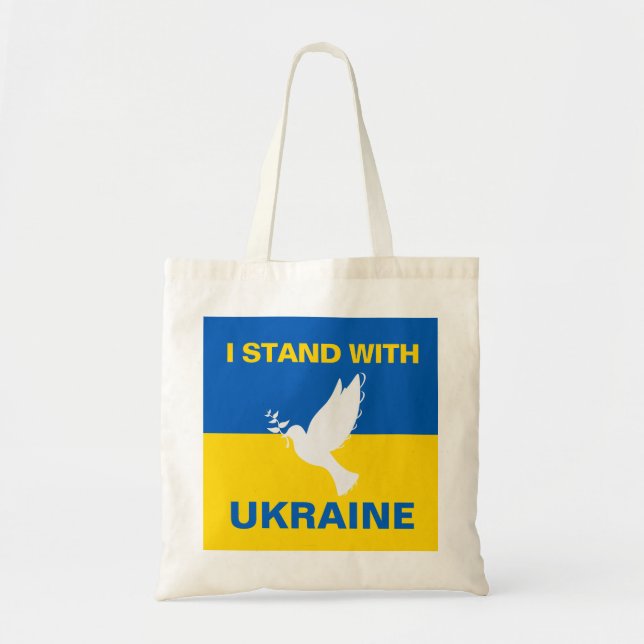 Tote Bag Je me tiens avec l'Ukraine Pavillon ukrainien Dove (Devant)