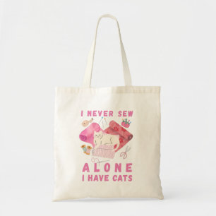 Tote Bag Je ne couds jamais seul, j'ai des chats - Un chat
