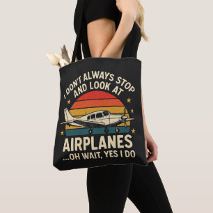 Tote Bag Je ne m'arrête pas toujours pour regarder les avio