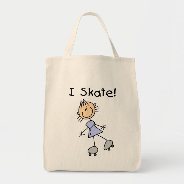 Tote Bag Je patine patineur de rouleau de fille (Devant)