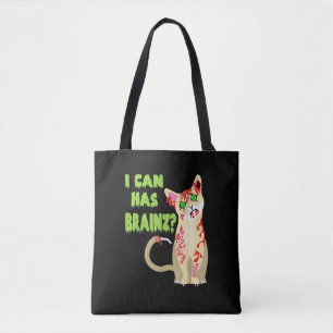 Tote Bag Je Peux Avoir Une Chemise Cat Zombie Cerveau