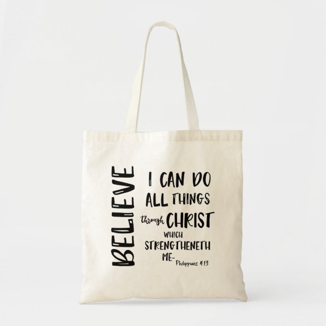 Tote Bag Je peux faire tout par le Christ Bible Verse (Devant)