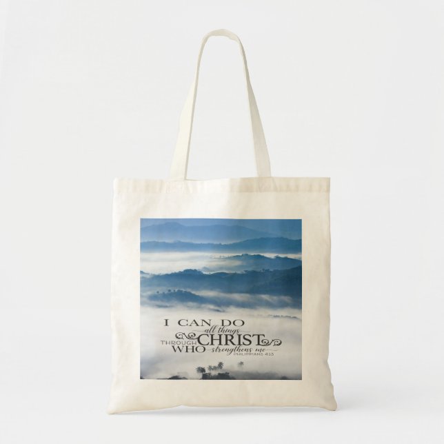 Tote Bag Je peux faire tout par le Christ Bible Verse (Devant)