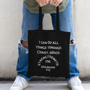 Tote Bag Je peux faire toutes choses Philippiens 4 verset b