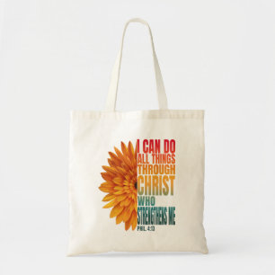 Tote Bag je peux tout faire par l'intermédiaire du christ q