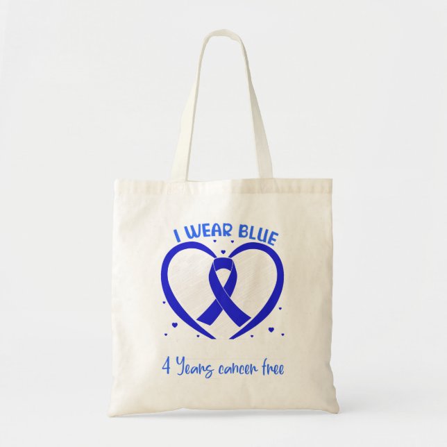 Tote Bag Je Porte Bleu Colon Cancer Survivant Cadeaux 4 Ans (Devant)